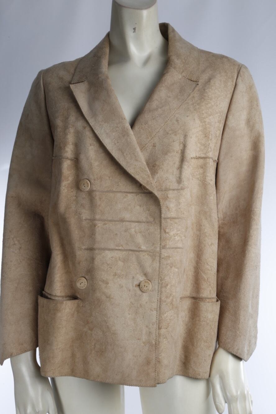 CHANEL Identification 00C Vintage Suede Leather Double Breasted Blazer Jacket 40